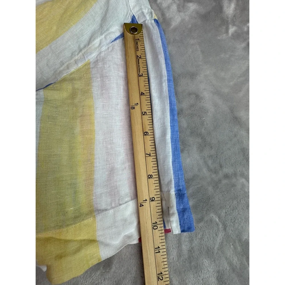 Polo Ralph‎ Lauren Mens Linen Multi Color Striped Short Sleeve Camp Shirt 1404